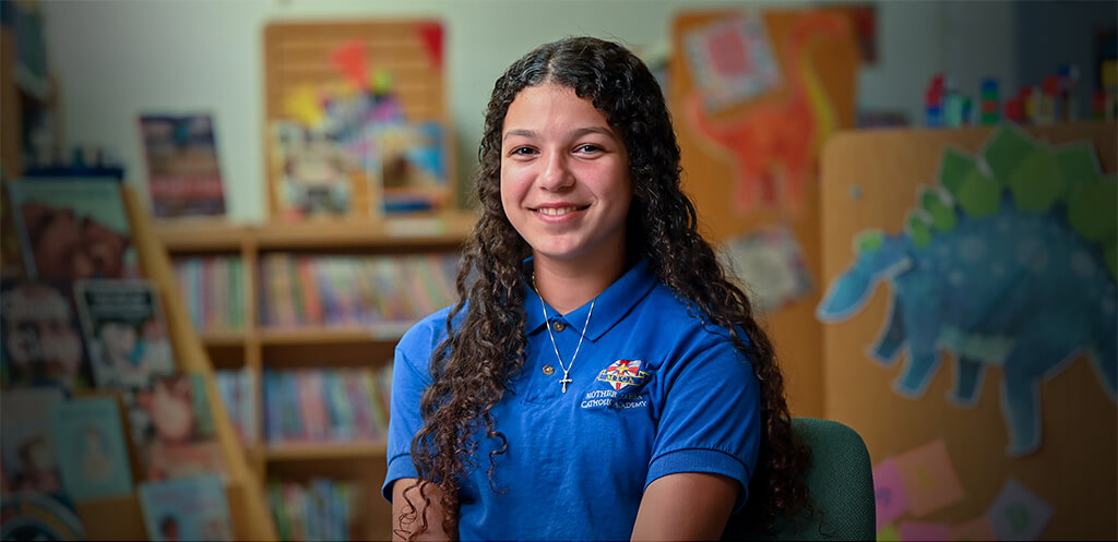 Smiling Catholic School student